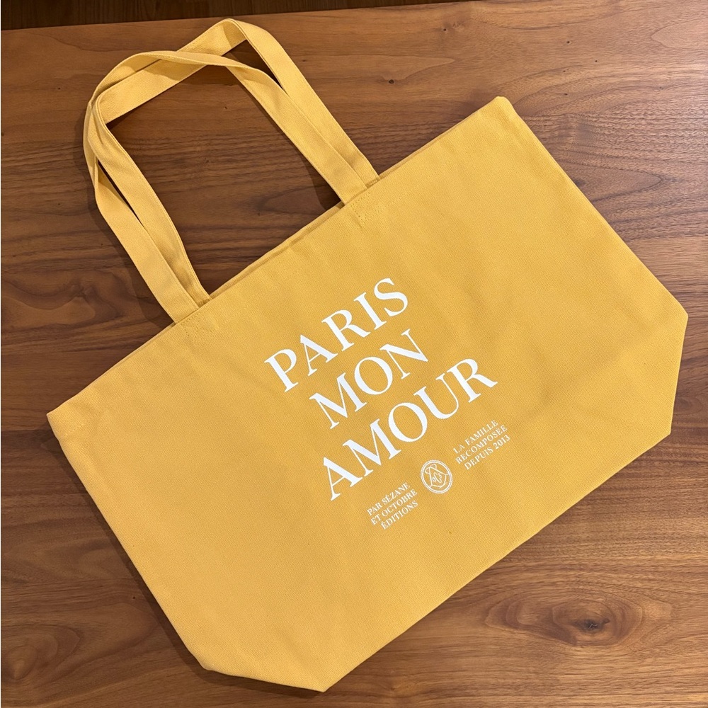 Sézane Paris mon amour mustard Canvas Tote Bag